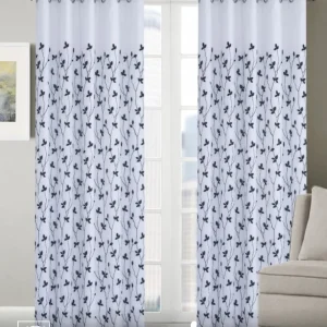 Cortina Voil Bordada Dupla Folhas Pretas 2,70X1,80 m Jolitex
